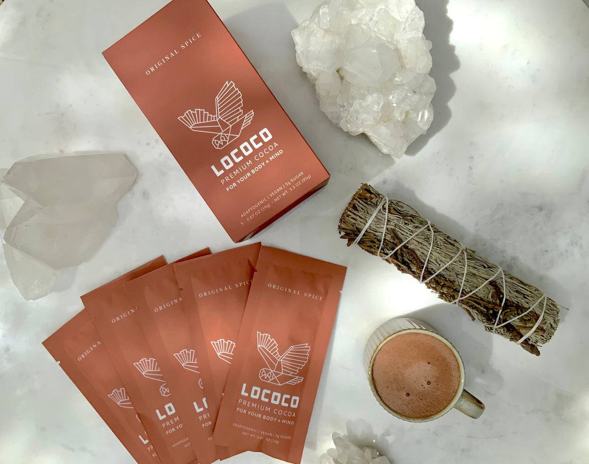 A box of LOCOCO Original Spice to-go cocoa sachets