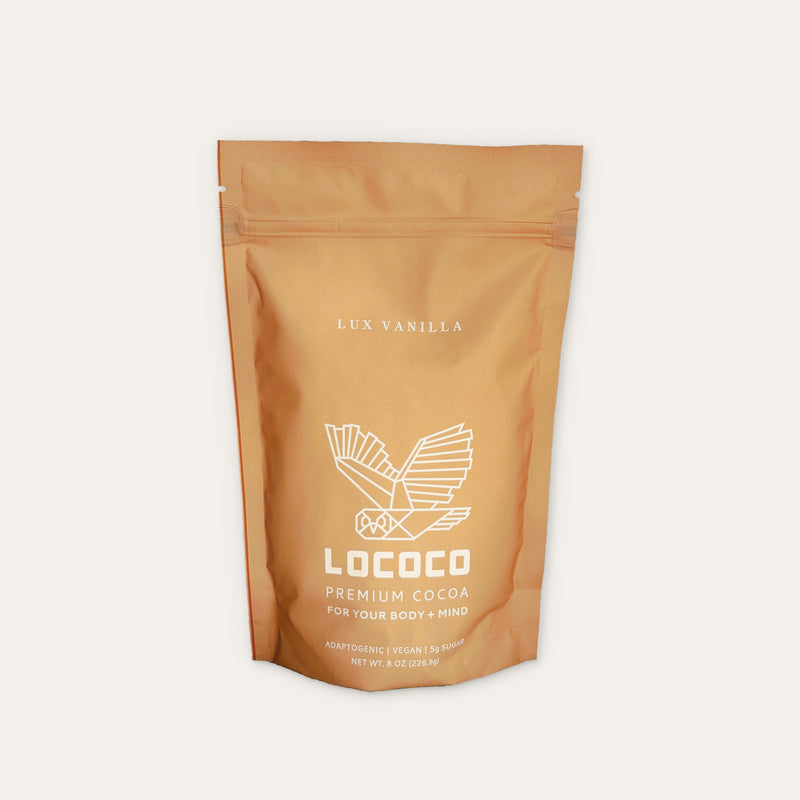 A bag of LOCOCO Lux Vanilla cocoa